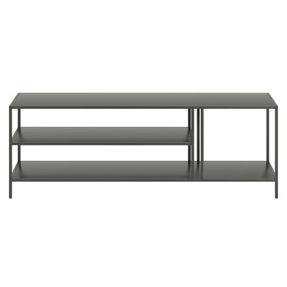 Table basse en acier gris de 48 po avec deux étagères