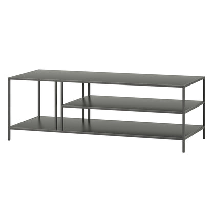 Table basse en acier gris de 48 po avec deux étagères