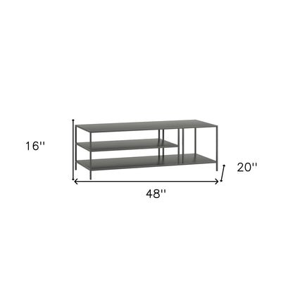 Table basse en acier gris de 48 po avec deux étagères