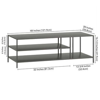 Table basse en acier gris de 48 po avec deux étagères