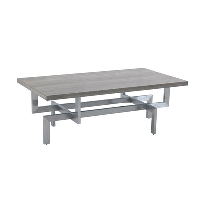 Table basse en acier inoxydable gris et argent de 51 po