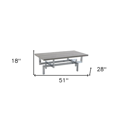 Table basse en acier inoxydable gris et argent de 51 po