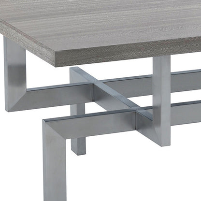 Table basse en acier inoxydable gris et argent de 51 po