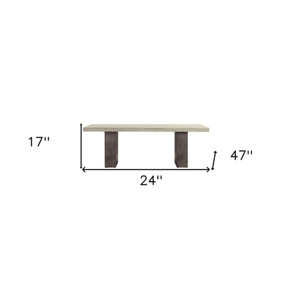 Table basse en bois massif et béton gris et gris foncé de 24 po