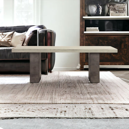 Table basse en bois massif et béton gris et gris foncé de 24 po