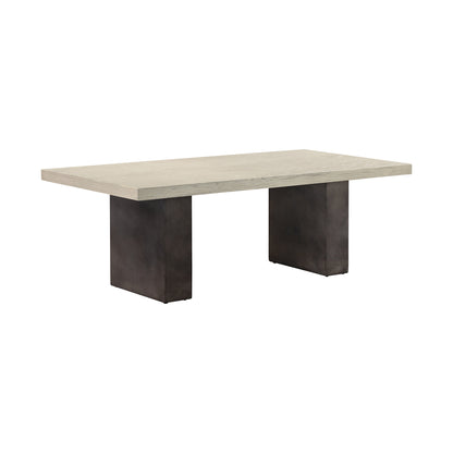 Table basse en bois massif et béton gris et gris foncé de 24 po