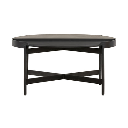 Table basse ronde en béton et métal gris et noir de 32 po