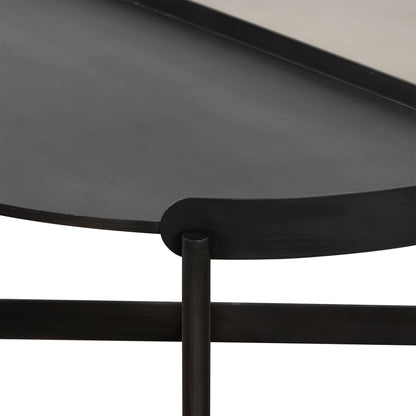 Table basse ronde en béton et métal gris et noir de 32 po