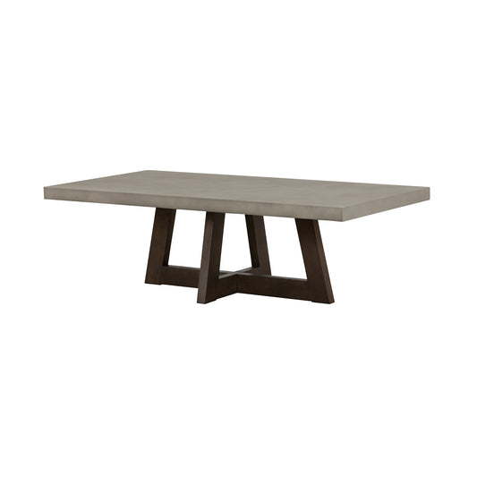 Table basse en béton et bois massif gris et brun de 55 po