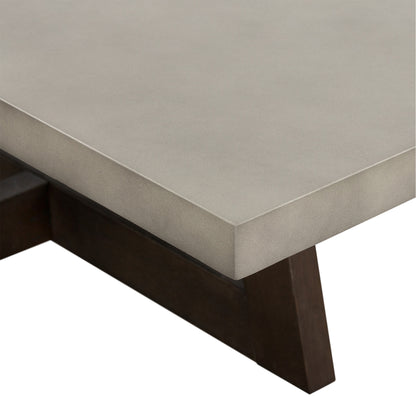 Table basse en béton et bois massif gris et brun de 55 po