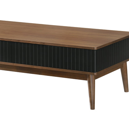 Table basse marron et noire de 47 po avec deux tiroirs