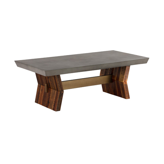 Table basse en béton et bois massif gris et brun de 26 po