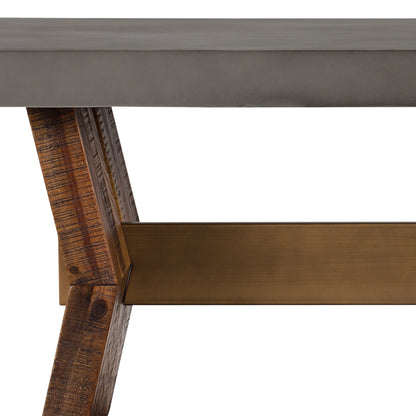 Table basse en béton et bois massif gris et brun de 26 po