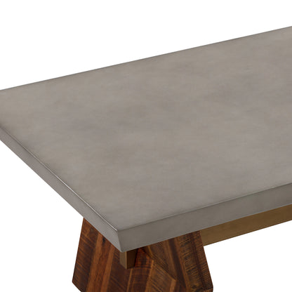 Table basse en béton et bois massif gris et brun de 26 po