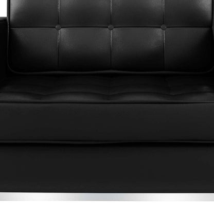 Fauteuil capitonné en cuir italien noir et argent de 31 po