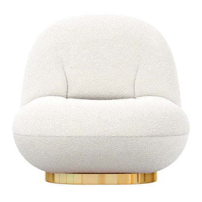 Chaise d'appoint en boucle blanche et dorée de 30 po