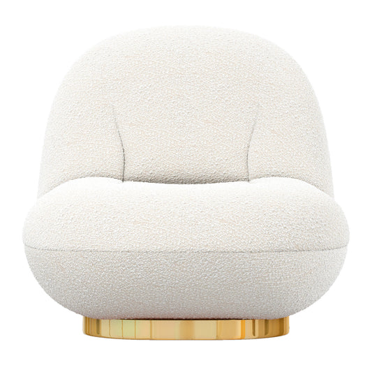 Chaise d'appoint en boucle blanche et dorée de 30 po