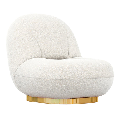 Chaise d'appoint en boucle blanche et dorée de 30 po