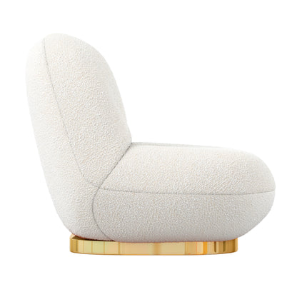 Chaise d'appoint en boucle blanche et dorée de 30 po