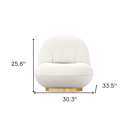 Chaise d'appoint en boucle blanche et dorée de 30 po