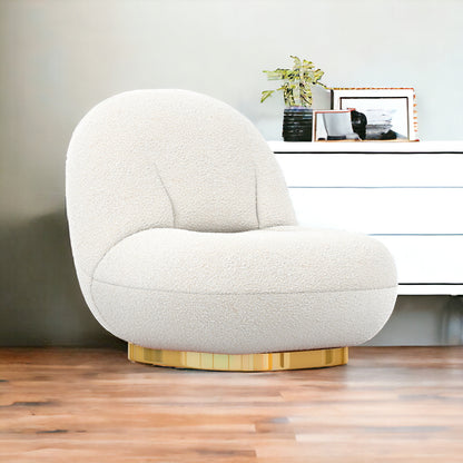 Chaise d'appoint en boucle blanche et dorée de 30 po