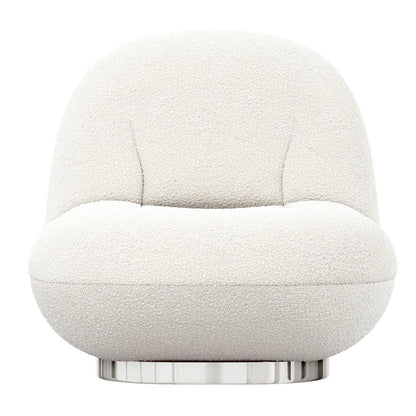 Fauteuil à oreilles en boucle blanc et argent de 30 po