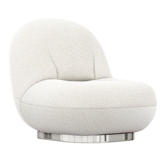 Fauteuil à oreilles en boucle blanc et argent de 30 po