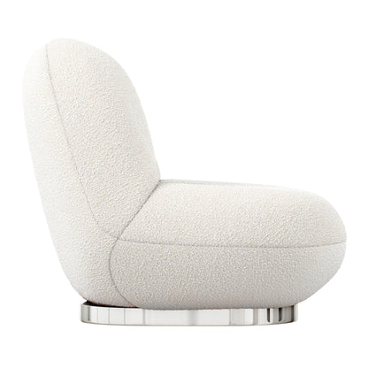 Fauteuil à oreilles en boucle blanc et argent de 30 po