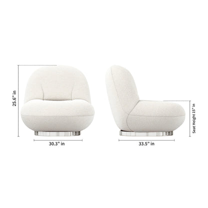 Fauteuil à oreilles en boucle blanc et argent de 30 po