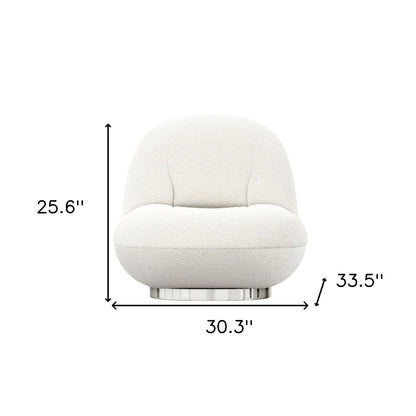 Fauteuil à oreilles en boucle blanc et argent de 30 po