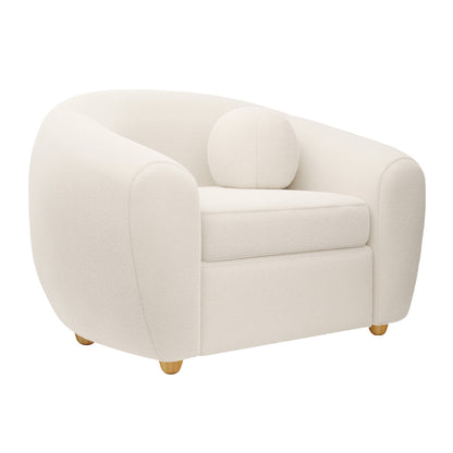 Fauteuil en boucle blanc et naturel de 39 po