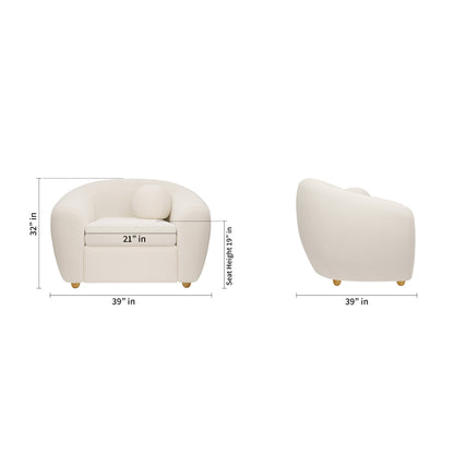 Fauteuil en boucle blanc et naturel de 39 po