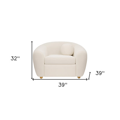 Fauteuil en boucle blanc et naturel de 39 po