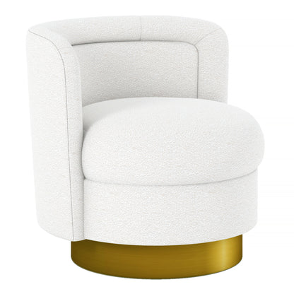 Fauteuil pivotant Boucle blanc et doré de 28 po