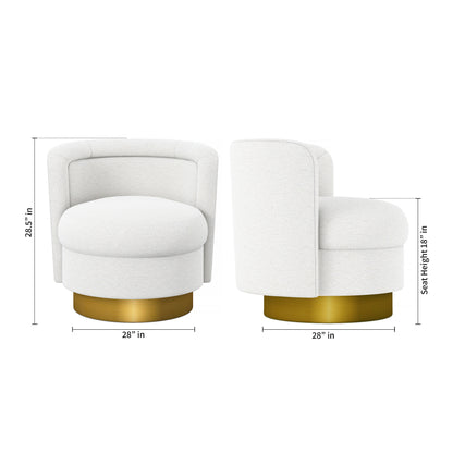 Fauteuil pivotant Boucle blanc et doré de 28 po