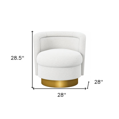 Fauteuil pivotant Boucle blanc et doré de 28 po