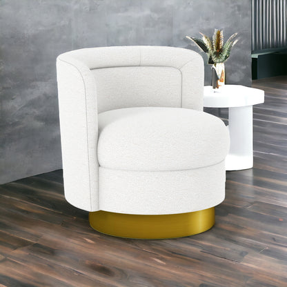 Fauteuil pivotant Boucle blanc et doré de 28 po