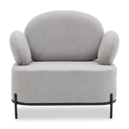 Fauteuil rembourré en tissu gris et noir de 34 po