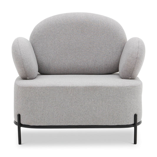 Fauteuil rembourré en tissu gris et noir de 34 po