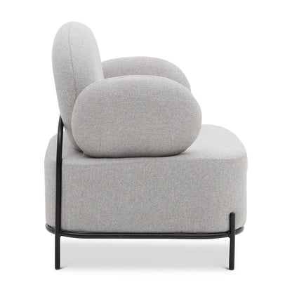 Fauteuil rembourré en tissu gris et noir de 34 po