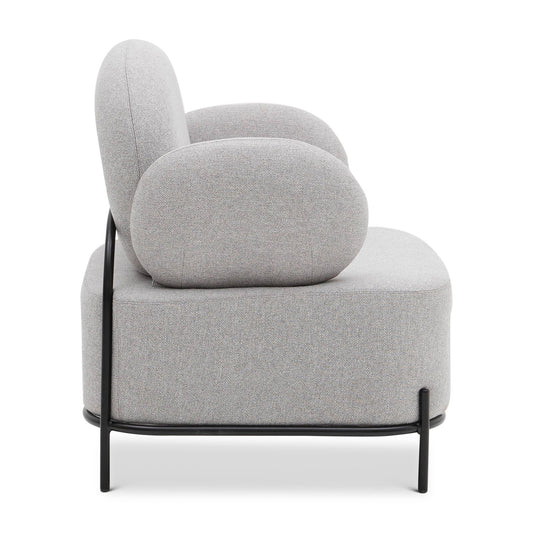 Fauteuil rembourré en tissu gris et noir de 34 po