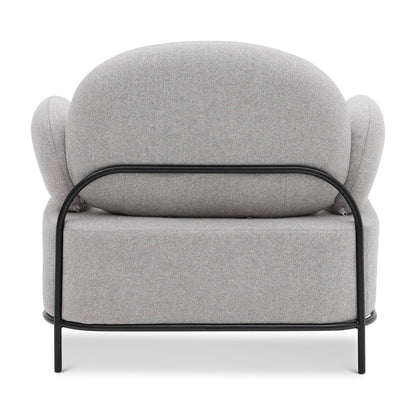 Fauteuil rembourré en tissu gris et noir de 34 po