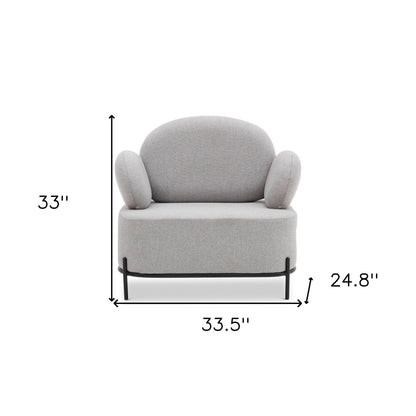 Fauteuil rembourré en tissu gris et noir de 34 po