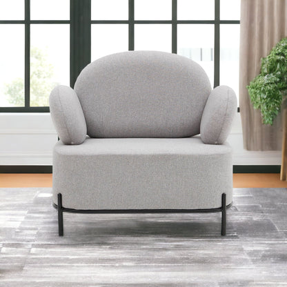 Fauteuil rembourré en tissu gris et noir de 34 po