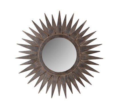 Miroir décoratif encadré en bois brun Sunburst de 30 po