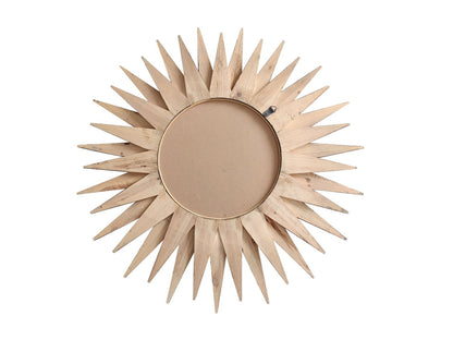 Miroir décoratif encadré en bois brun Sunburst de 30 po