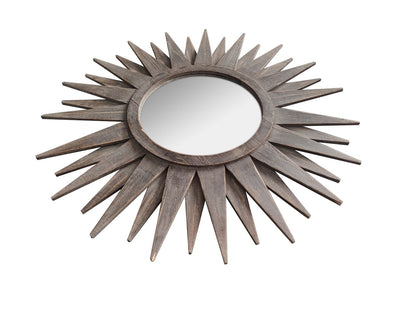 Miroir décoratif encadré en bois brun Sunburst de 30 po