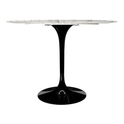 40" White And Black Marble And Metal Dining Table