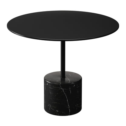 Table basse ronde en acier noir et pierre de 17 po