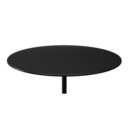 Table basse ronde en acier noir et pierre de 17 po